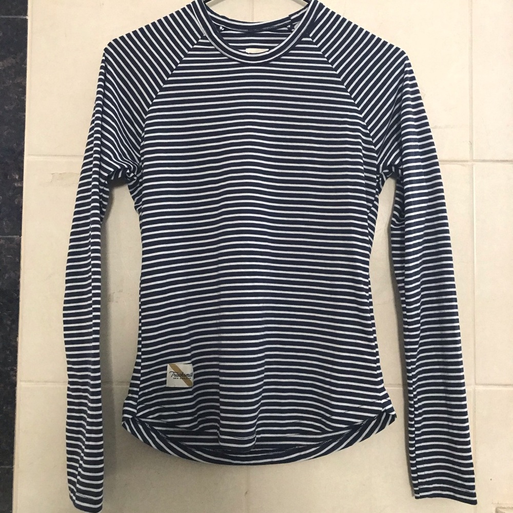 Tracksmith Striped Long-Sleeve Crew Neck Top - Navy & White Size XS